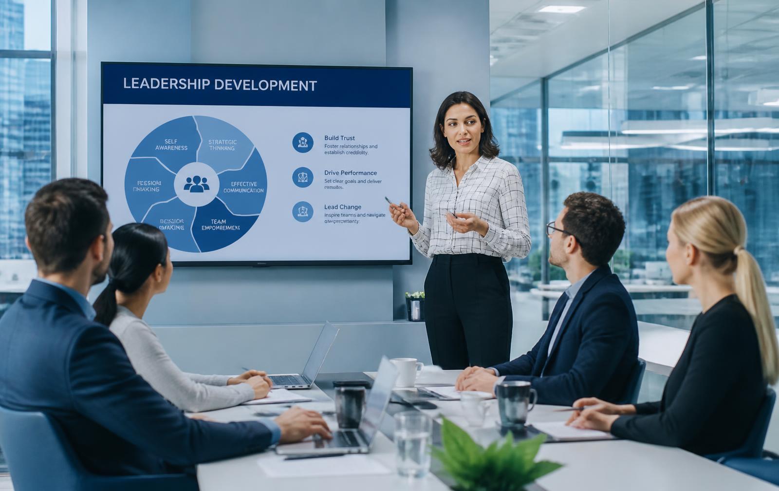 Instructor delivering a corporate training session to a small team